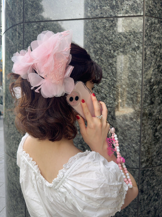 Dress Ribbon Barrette-キャンディピンク-
