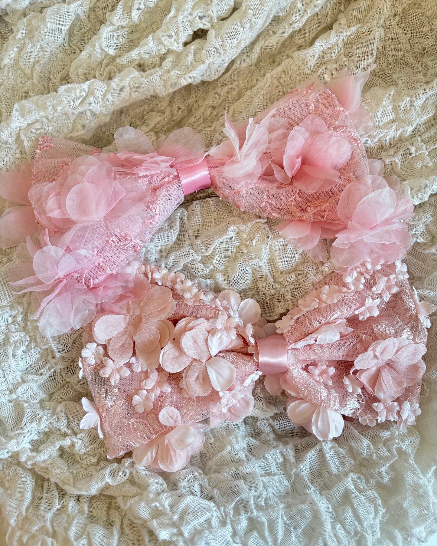 Dress Ribbon Barrette-ミルキーピンク-
