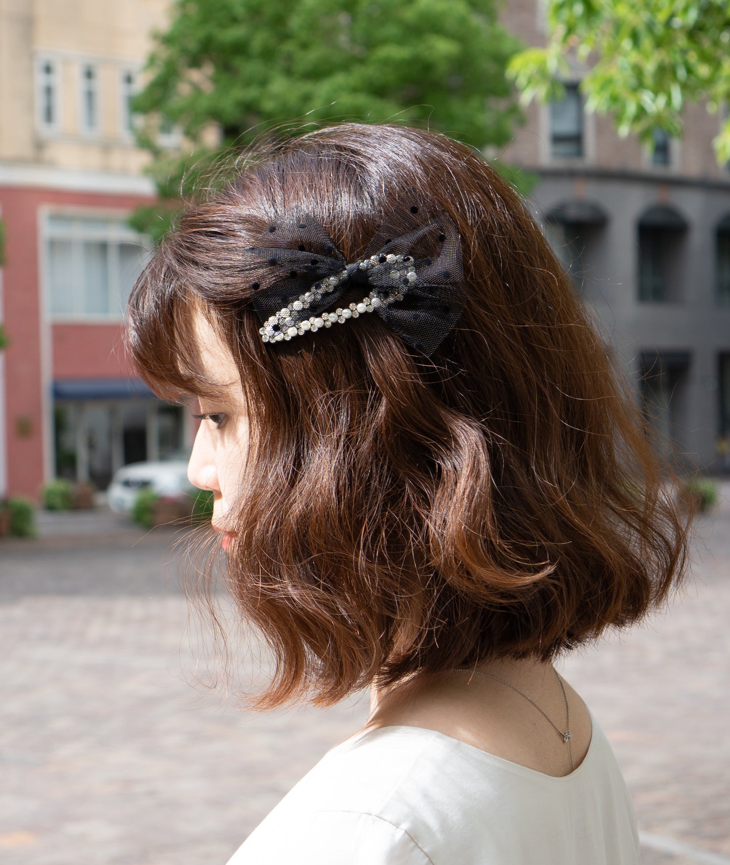 Dot Tulle Ribbon Pin-ドットチュールリボンピン-
